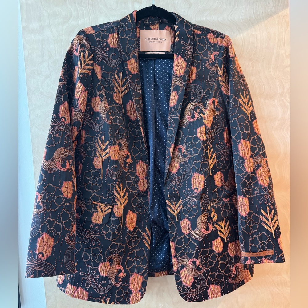 Scotch & Soda Maison “Starwatcher” Mythical Peacock Embroidered Jacket - Size M